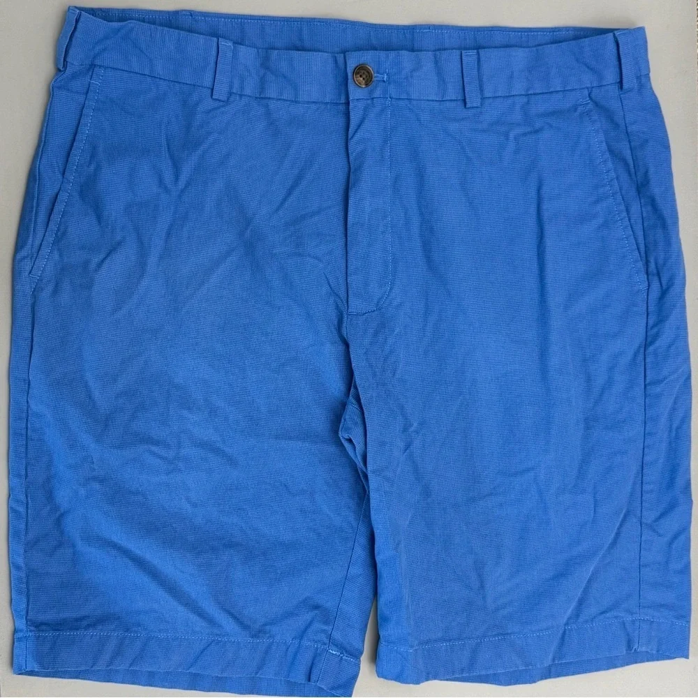 Brooks Brothers Blue Cotton Flat Front Shorts – Classic Casual Menswear Size W38